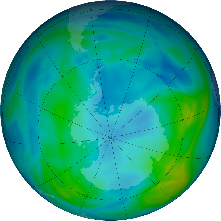 Antarctic ozone map for 13 May 2005